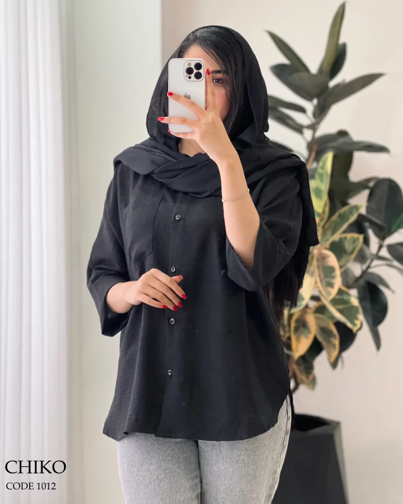 شومیز مانتویی مدل چیکو جنس لینن شانتون  کد 1012 - تصویر 15