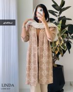 مانتو بلند مدل لیندا جنس گازوییلی سوزن دوزی کد 1017 - تصویر 10