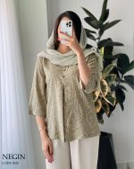 شومیز نگین جنس نخ تایلندی گرم بالا کد 1020 - تصویر 5