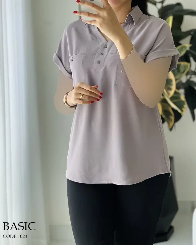 شومیز بیسیک جنس کرپ تابستونه کد 1023 - تصویر 5