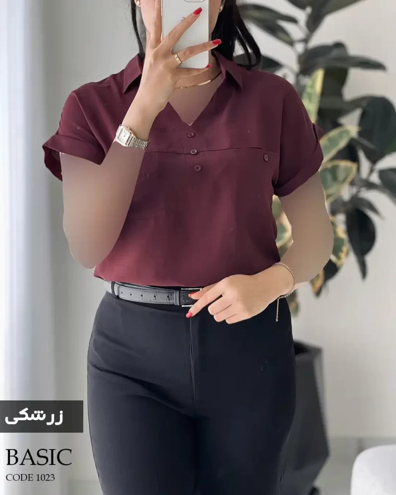 شومیز بیسیک جنس کرپ تابستونه کد 1023 - تصویر 11