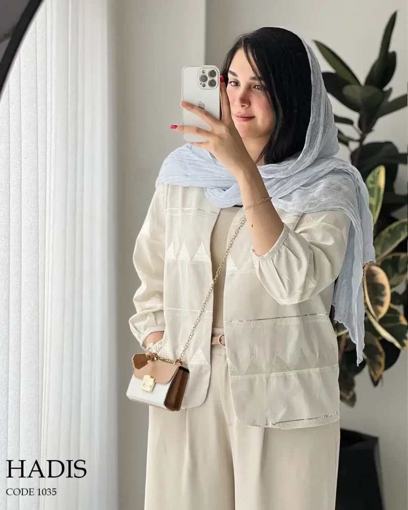 کت مدل حدیث جنس لینن ترک سوزن دوزی کد 1035 - تصویر 5