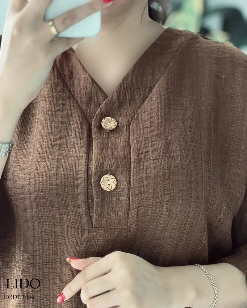 شومیز مانتویی مدل لیدو جنس لینن ژاکارد کد 1044 - تصویر 8