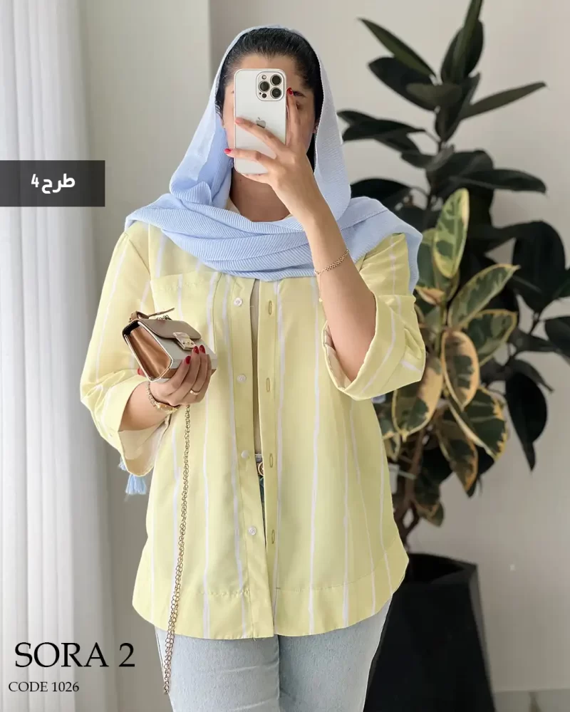 حراج شومیز مانتویی سورا 2 جنس نخی کد 1026 - تصویر 4