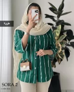 حراج شومیز مانتویی سورا 2 جنس نخی کد 1026 - تصویر 5