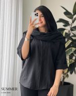 شومیز مانتویی مدل سامر جنس لینن ژاکارد کد 1051 - تصویر 9