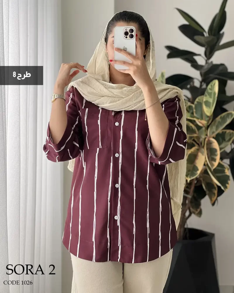 حراج شومیز مانتویی سورا 2 جنس نخی کد 1026 - تصویر 6