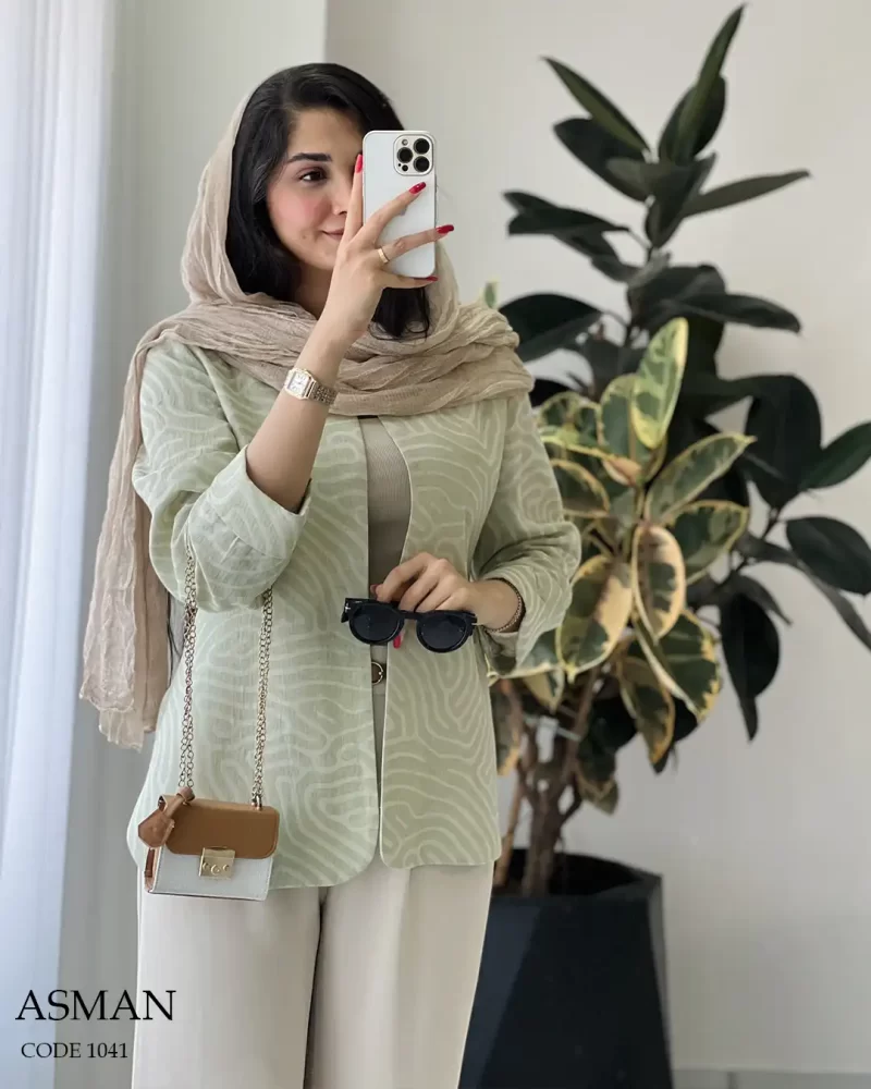 کت مدل آسمان جنس لینن طرح دار کد 1041 - تصویر 2