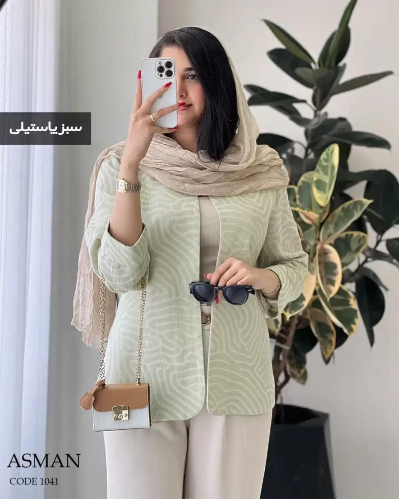 کت مدل آسمان جنس لینن طرح دار کد 1041 - تصویر 7