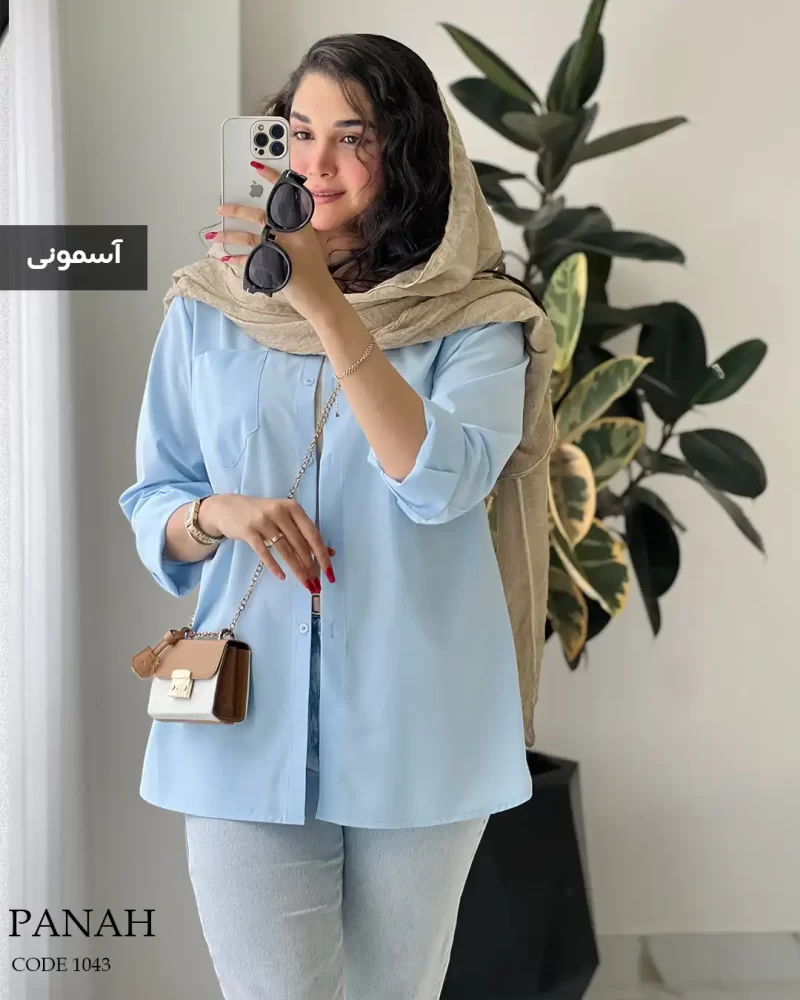 شومیز مانتویی مدل پناه جنس داکرون نخ  کد 1043 - تصویر 3