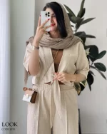 حراج مدل لوک جنس لینن لوک آبشاری کد 1033 - تصویر 2