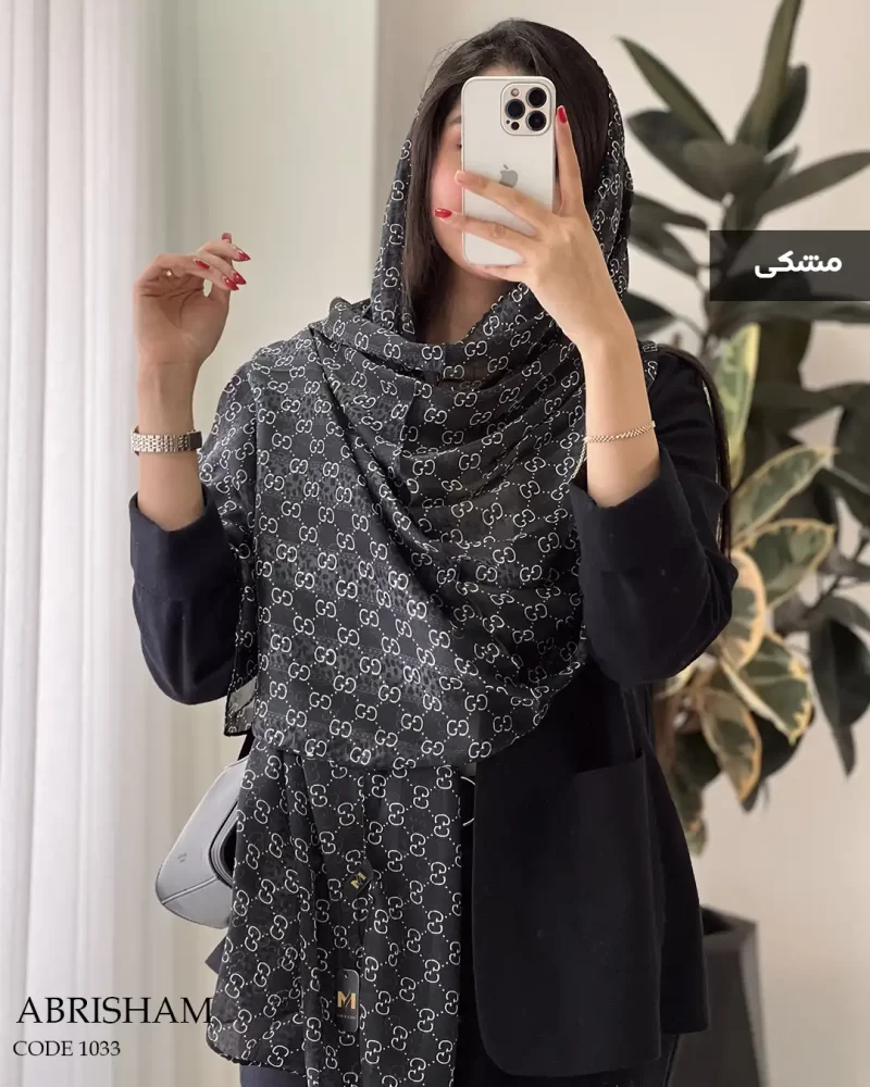 شال ابریشم جنس حریر ابریشم دو تیکه کد 1034 - تصویر 10