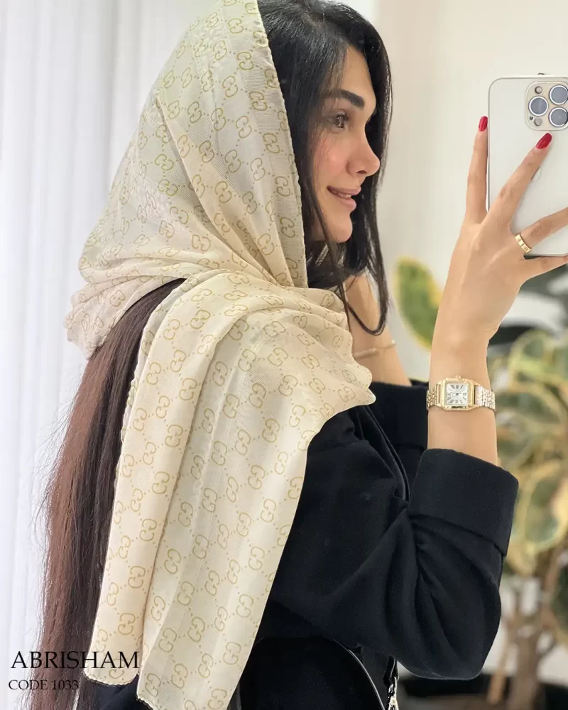 شال ابریشم جنس حریر ابریشم دو تیکه کد 1034 - تصویر 5