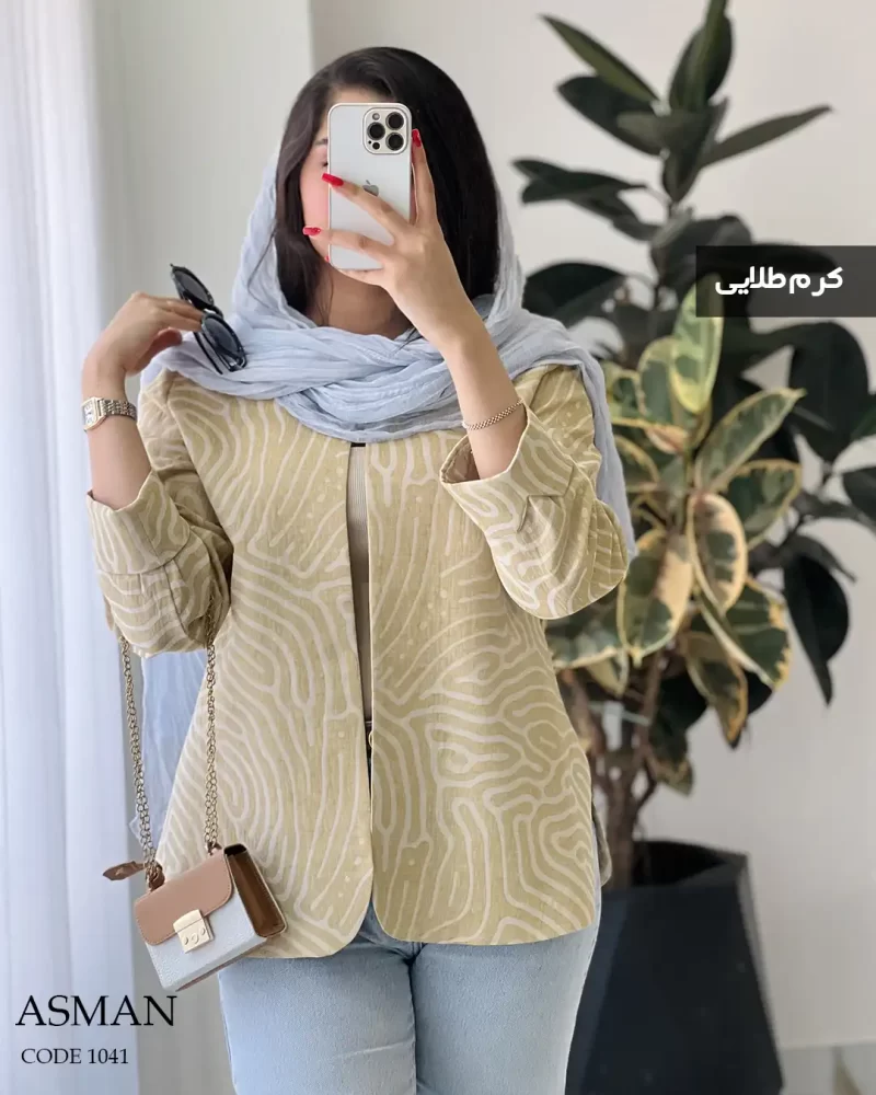 کت مدل آسمان جنس لینن طرح دار کد 1041 - تصویر 3