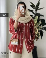 حراج شومیز مانتویی سورا 2 جنس نخی کد 1026 - تصویر 7