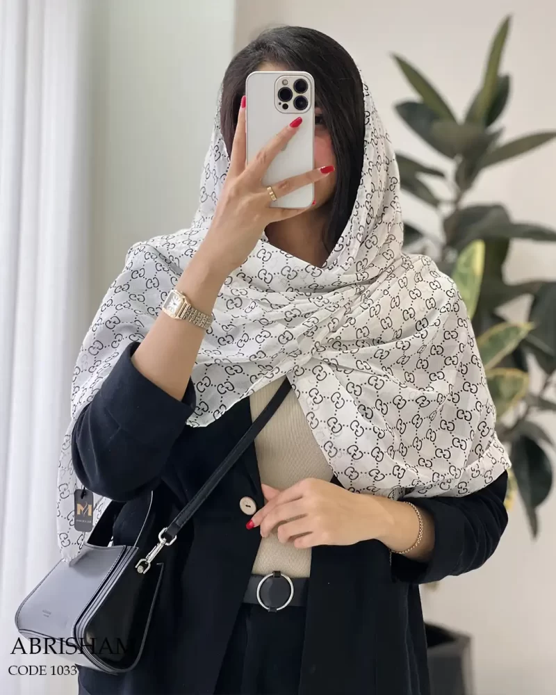 شال ابریشم جنس حریر ابریشم دو تیکه کد 1034 - تصویر 8