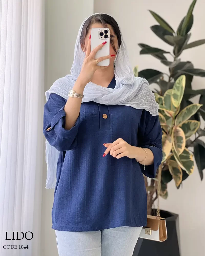 شومیز مانتویی مدل لیدو جنس لینن ژاکارد کد 1044 - تصویر 10