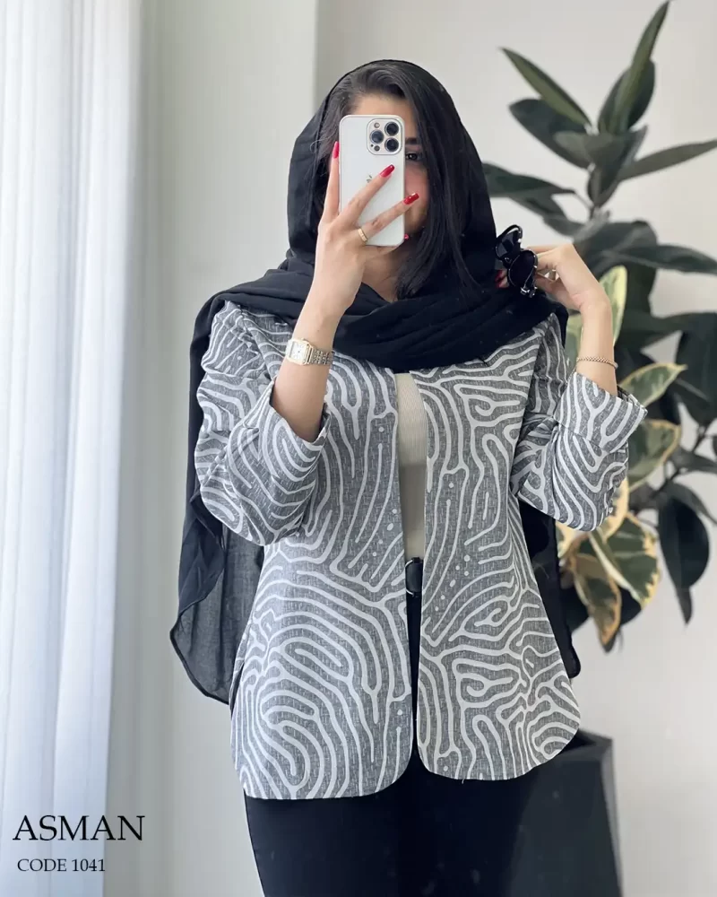 کت مدل آسمان جنس لینن طرح دار کد 1041 - تصویر 5