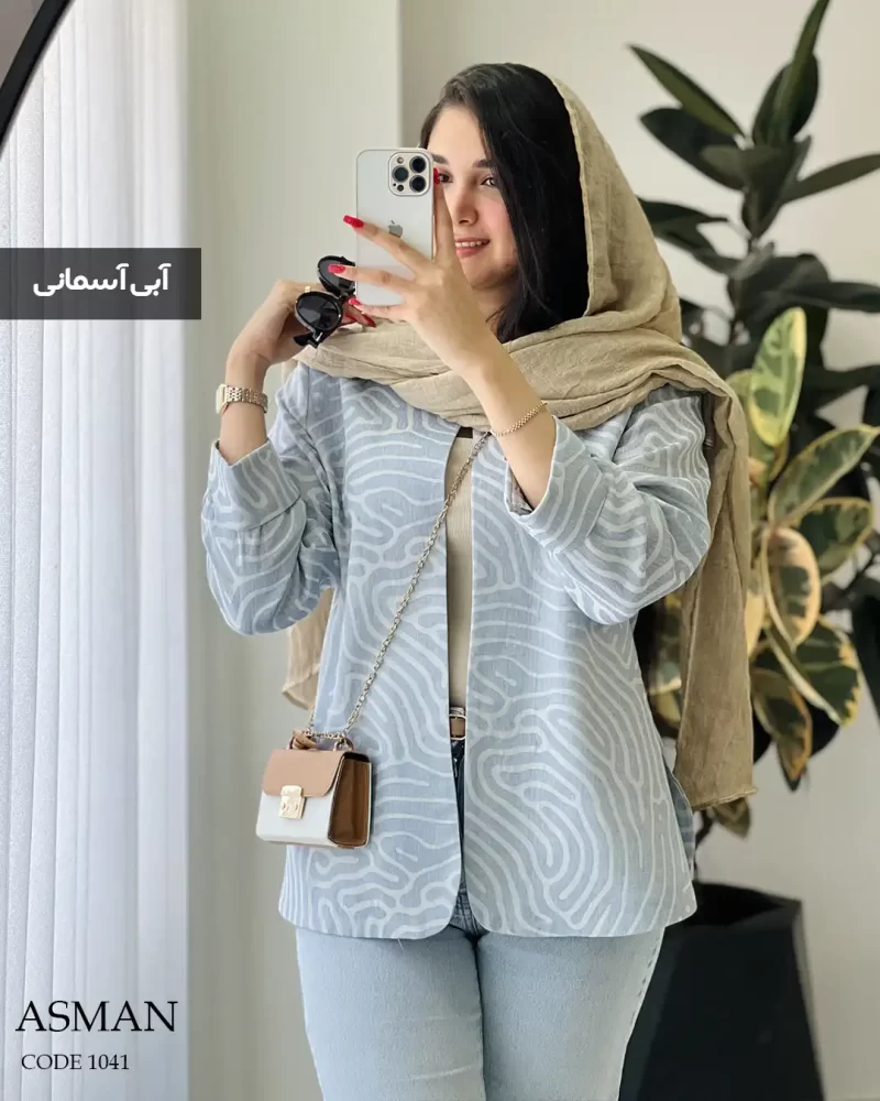 کت مدل آسمان جنس لینن طرح دار کد 1041 - تصویر 4