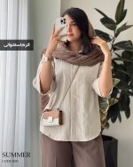 شومیز مانتویی مدل سامر جنس لینن ژاکارد کد 1051 - تصویر 4