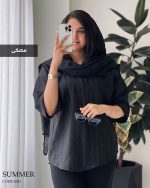 شومیز مانتویی مدل سامر جنس لینن ژاکارد کد 1051 - تصویر 5