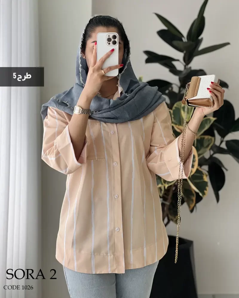 حراج شومیز مانتویی سورا 2 جنس نخی کد 1026 - تصویر 9
