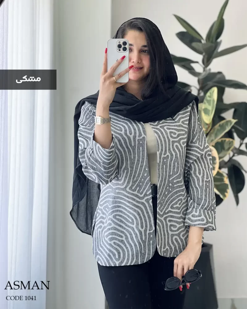 کت مدل آسمان جنس لینن طرح دار کد 1041 - تصویر 6