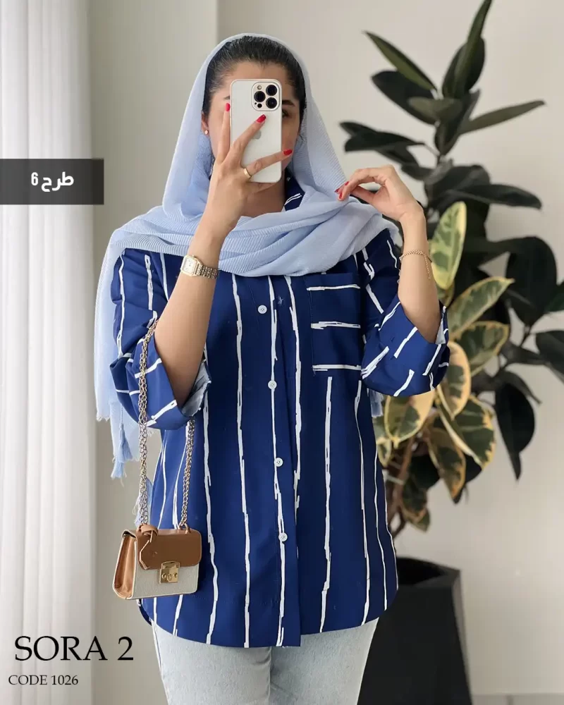 حراج شومیز مانتویی سورا 2 جنس نخی کد 1026 - تصویر 8