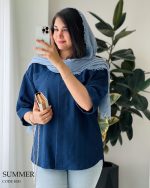 شومیز مانتویی مدل سامر جنس لینن ژاکارد کد 1051 - تصویر 10