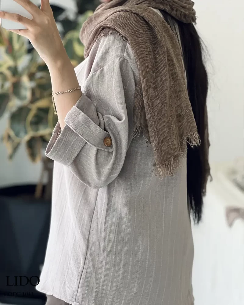 شومیز مانتویی مدل لیدو جنس لینن ژاکارد کد 1044 - تصویر 9