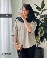 شومیز مانتویی مدل سامر جنس لینن ژاکارد کد 1051 - تصویر 2