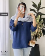 شومیز مانتویی مدل لیدو جنس لینن ژاکارد کد 1044 - تصویر 2