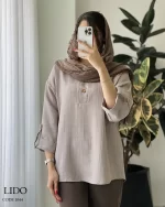 شومیز مانتویی مدل لیدو جنس لینن ژاکارد کد 1044 - تصویر 5