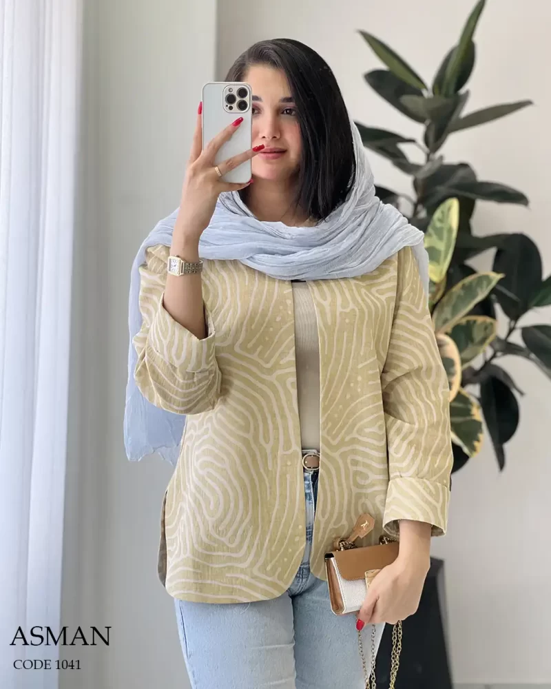 کت مدل آسمان جنس لینن طرح دار کد 1041 - تصویر 8