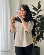 شومیز مانتویی مدل سامر جنس لینن ژاکارد کد 1051