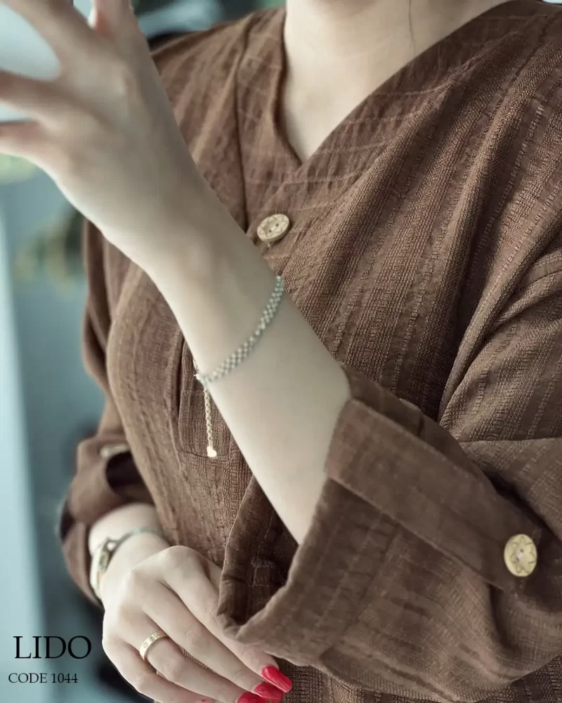 شومیز مانتویی مدل لیدو جنس لینن ژاکارد کد 1044 - تصویر 7