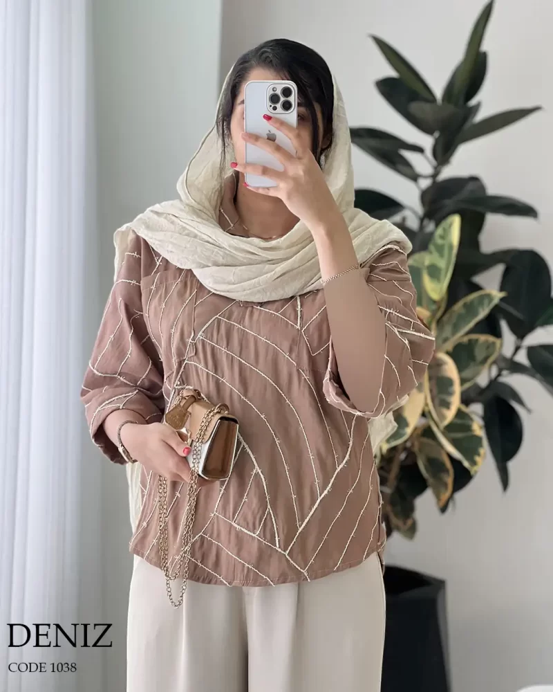 حراج مانتو مدل دنیز جنس صابونی نوار دوزی شده کد 1038 - تصویر 3