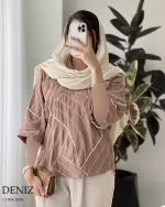 حراج مانتو مدل دنیز جنس صابونی نوار دوزی شده کد 1038
