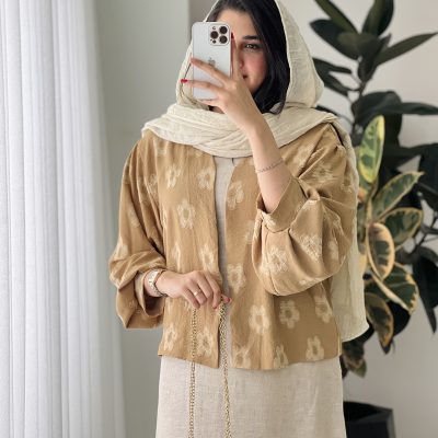 کراپ کت مدل گلارا جنس صوفیا طرح برجسته گل کد 1037