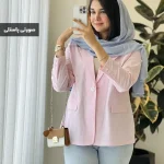کت لینن زنانه رنگ صورتی پاستلی