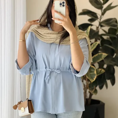 شومیز مانتویی مدل چیچک پارچه دلتا کریشه کد 1062