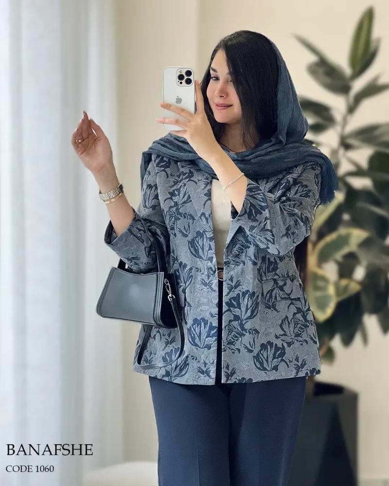 کت مدل بنفشه جنس لینن ژاکارد دورو کد 1060 - تصویر 7