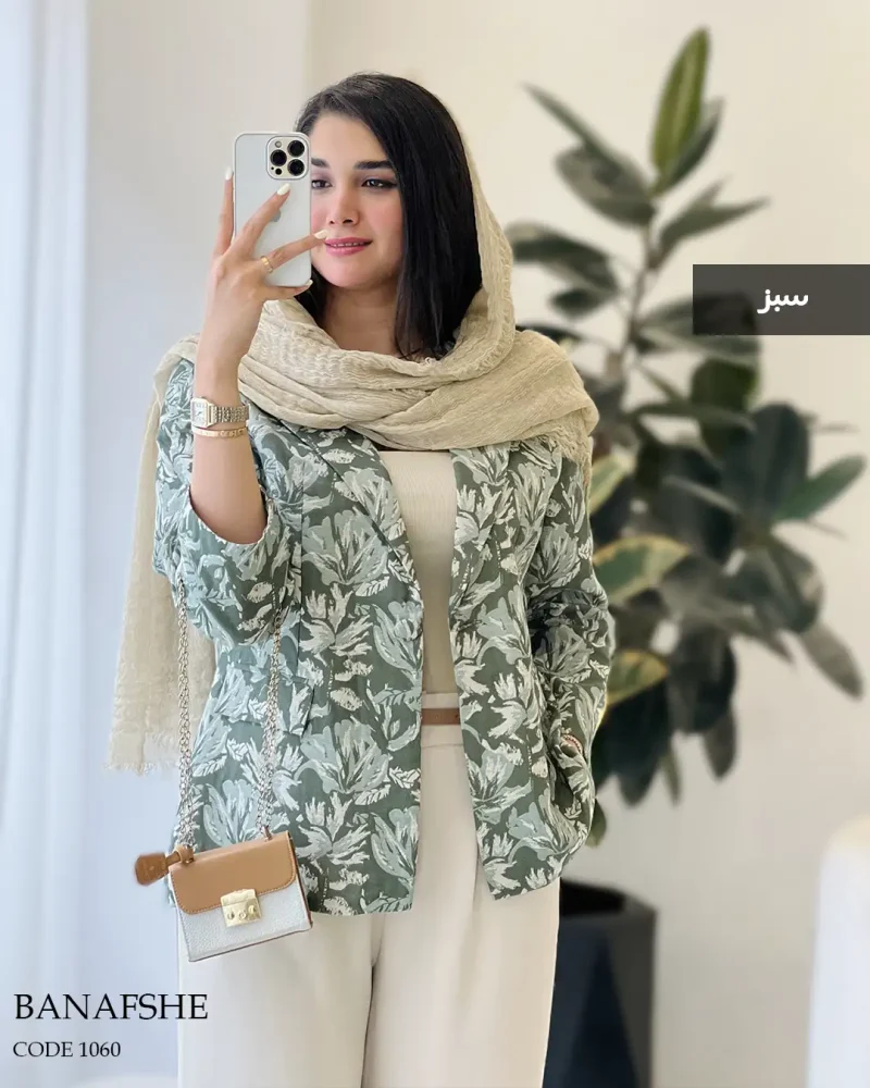 کت مدل بنفشه جنس لینن ژاکارد دورو کد 1060 - تصویر 2