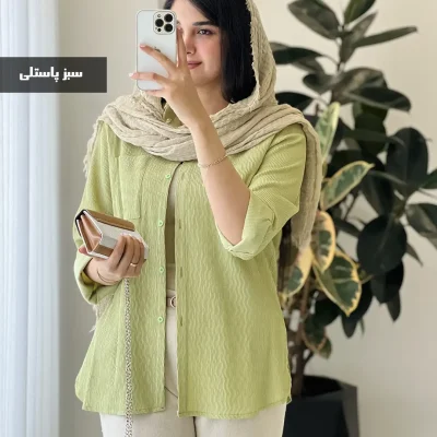 شومیز مانتویی ساچلی جنس دلیسه پنبه کد 1066