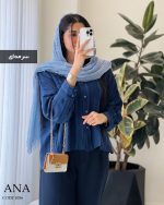 شومیز مانتویی مدل آنا لینن ژاکارد کد 1056 - تصویر 10