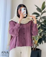 شومیز مانتویی مدل آنا لینن ژاکارد کد 1056 - تصویر 5