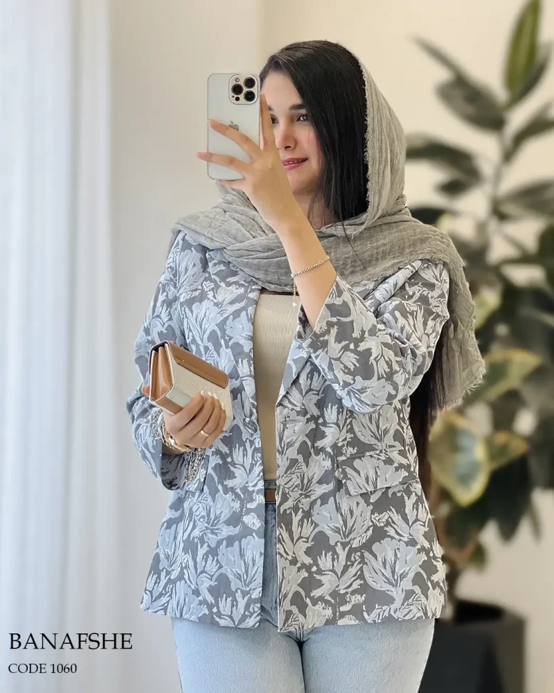 کت مدل بنفشه جنس لینن ژاکارد دورو کد 1060 - تصویر 5