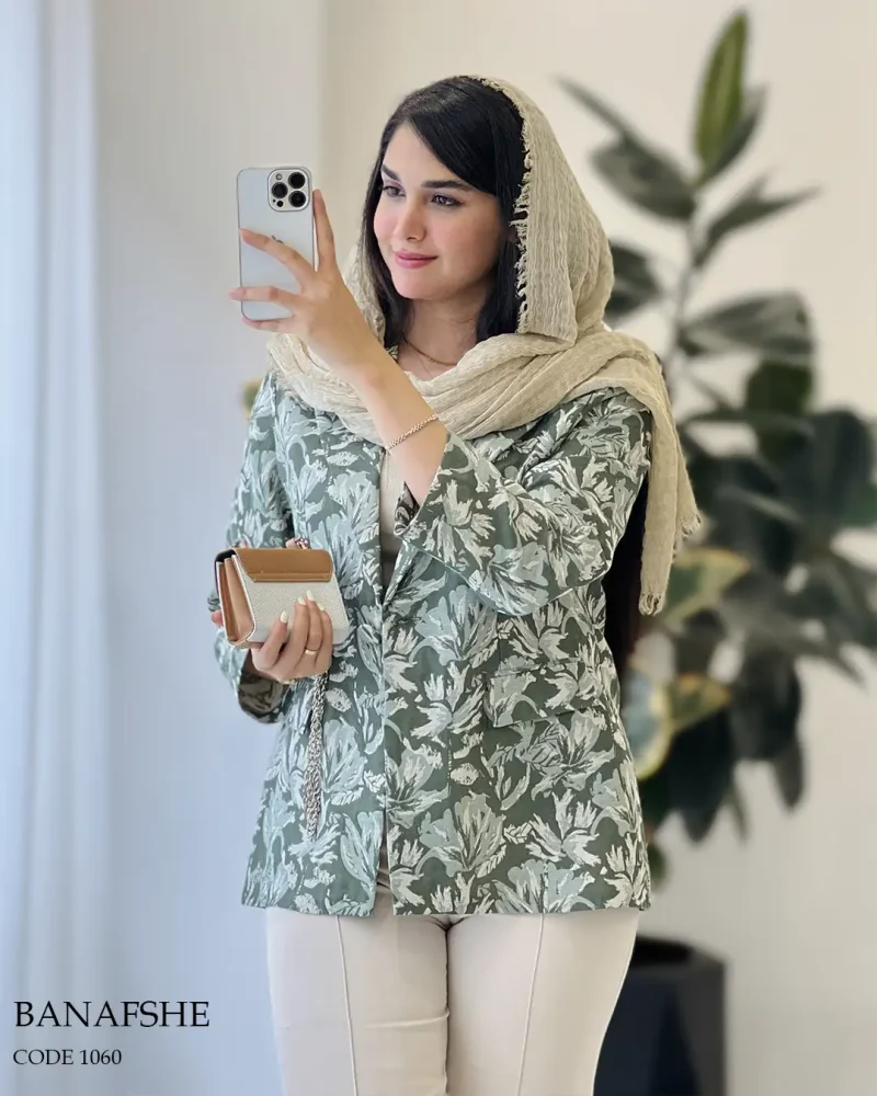 کت مدل بنفشه جنس لینن ژاکارد دورو کد 1060 - تصویر 6