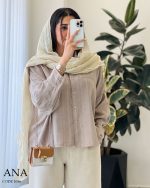 شومیز مانتویی مدل آنا لینن ژاکارد کد 1056 - تصویر 9