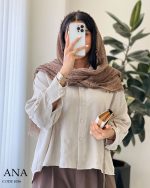 شومیز مانتویی مدل آنا لینن ژاکارد کد 1056 - تصویر 7